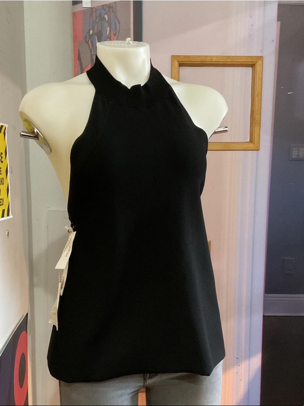 Wilfred One-Shoulder Black Halter Top